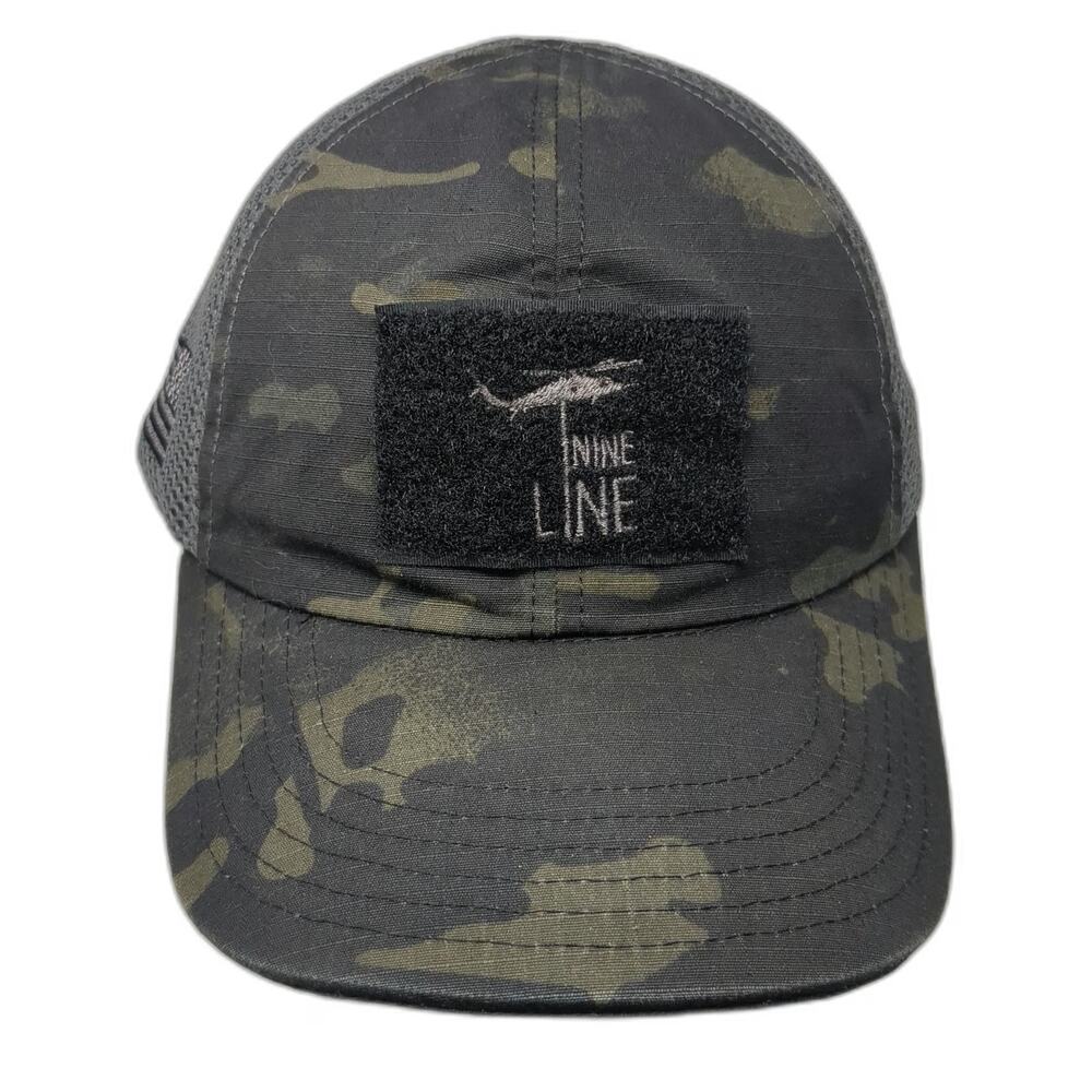 Nine Line Baseball Cap Black Green One Size Mesh Back Camo Made in USA Patch Hat